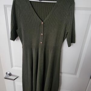 Torrid Olive Green Midi Dress with Button Detail